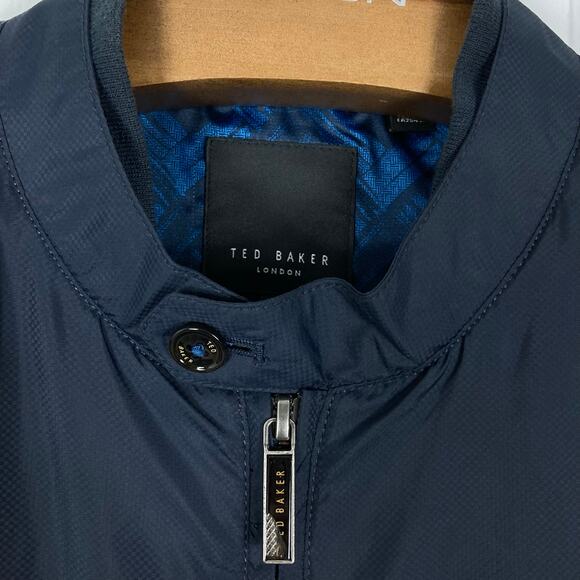 Nwot TED BAKER Bomber Jacket Men 4/L Navy Windbreaker Zip Pocket Logo “Electiv” - Picture 5 of 12